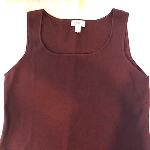 Loft sleeveless scoop neck sweater in rayon/nylon blend